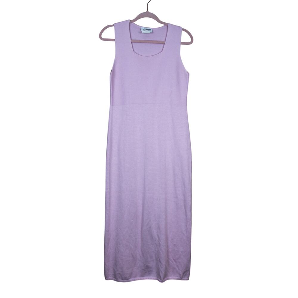 Vtg Olsen Collection Pink Cotton Blend Knit Sleeveless Sheath Maxi Dress Size 6